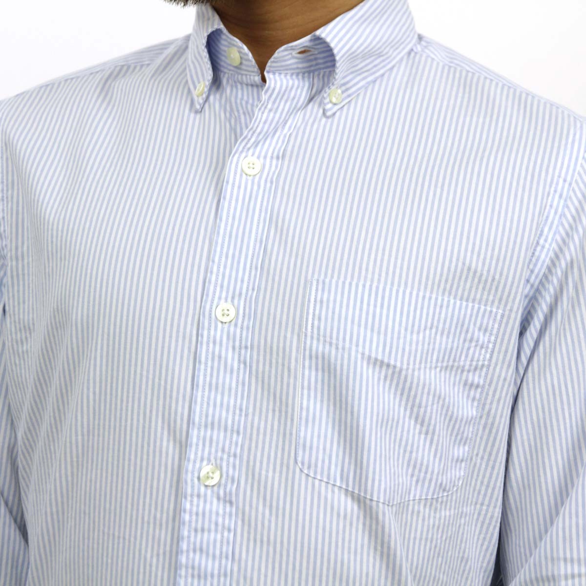 ジェイクルー J.CREW 正規品 メンズ 長袖ボタンダウンシャツ SUNWASHED OXFORD SHIRT IN STRIPE WHITE-BLUE