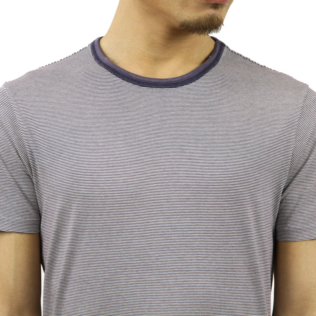 ラルフローレンラグビー RUGBY RALPH LAUREN 正規品 メンズ 半袖Tシャツ S/S Blue Micro-Stripe Tee ホワイトブラック