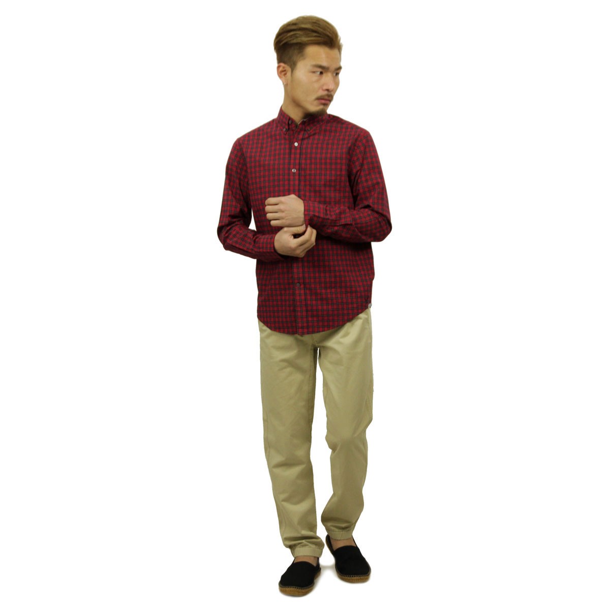 ꥫ󥤡 AMERICAN EAGLE   󥷥 AE Plaid Button Down Shirt 2153-8670 RED
