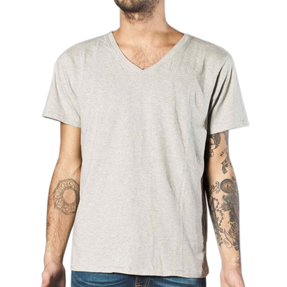 ̡ǥ Nudie Jeans  ȾµVͥåT V-Neck T-Shirt 130987 Greymelange
