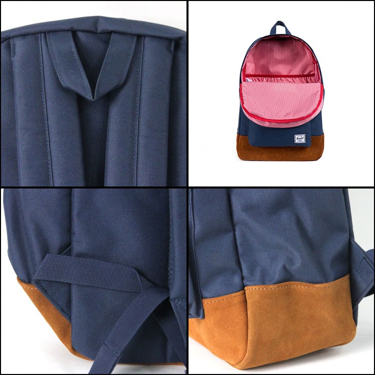ϡ Herschel Хå Heritage Suede Classics Backpacks 10007-00625-OS Navy/Tan Suede/Tan Pebble Leather