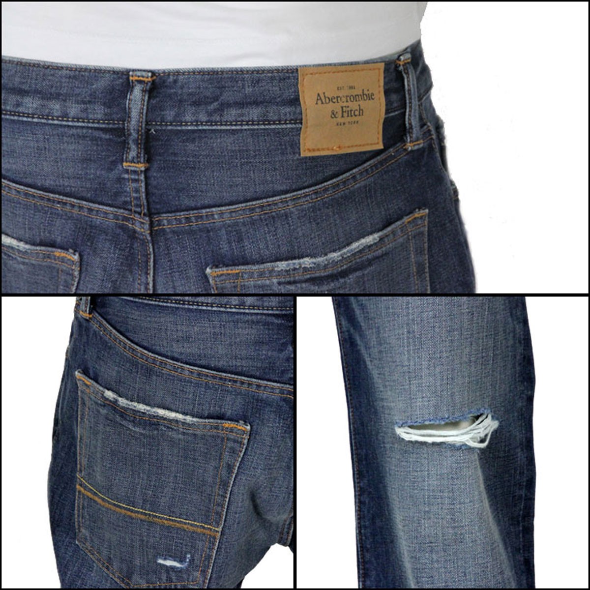 アバクロ ジーンズ メンズ 正規品 Abercrombie＆Fitch ジーパン A&F Classic Straight Button Fly  Jeans 131-318-0358-027 A02B B1C C2D D1E E06F-RECOLLECTION （ レコレクション ）  ONLINE 
