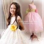 小花刺繍に大きなコサージュのドレス　子供ドレス　七五三　結婚式　ワンピース　こども　子ども　子供服