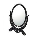 鏡 卓上鏡 卓上ミラー 裏面拡大鏡付き ガーリーロザ オーバル スタンドミラー Sサイズ ブラック GR-03002