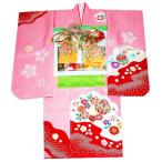 七五三着物 ７歳着物 女子の正絹フルセット 手描き友禅染め桜に牡丹柄日本製