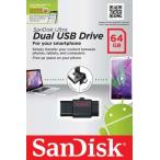 メール便可 SanDisk USB 2.0/microUSB Duai USB Drive Android 64GB ブラック SDDD-064G 海外パッケージ
