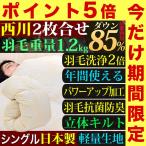 東京西川 羽毛布団 2枚合わせ ダウン85％　シングル