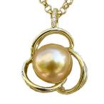 真珠パール 6月誕生石  ペンダント 南洋白蝶真珠 直径11mm ゴールド系 ダイヤモンド K18 ゴールド