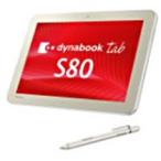 東芝 dynabook Tab S80/ N：Atom Z3735F/ 2G/ 64Gフラッシュメモリ/ Digitizer+Touchpanel/ 10.1_WXGA/ 8.1Pro 32/ Office無 PS80NSYK9L7AD41