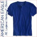 アメリカンイーグル メンズ Tシャツ 半袖 ヘンリーネック 正規品 ブルー