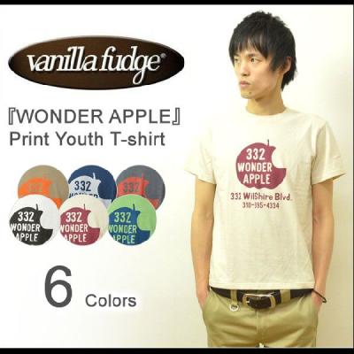 VANILLA FUDGE（ヴァニラファッジ） WONDER APPLE プリント ユースTシャツ メンズ 半袖Tシャツ レディ－ス ユニセックス リンゴ りんご アメカジ JV-2015330